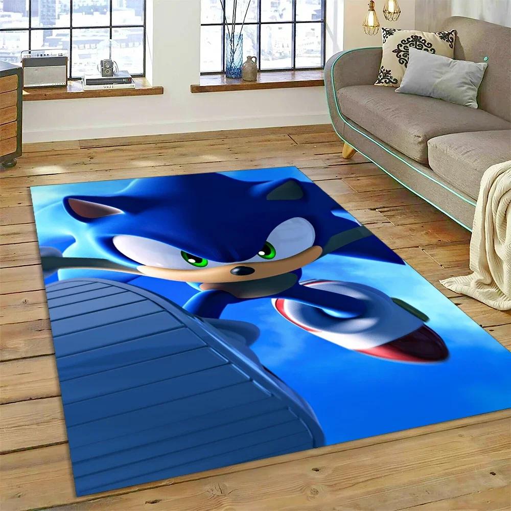 Game Anime 3D S-Sonic Cartoon Carpet Rug for Bedroom Living Room Home Sofa Decoration,Children Game Large Decor Floor Mat Gift