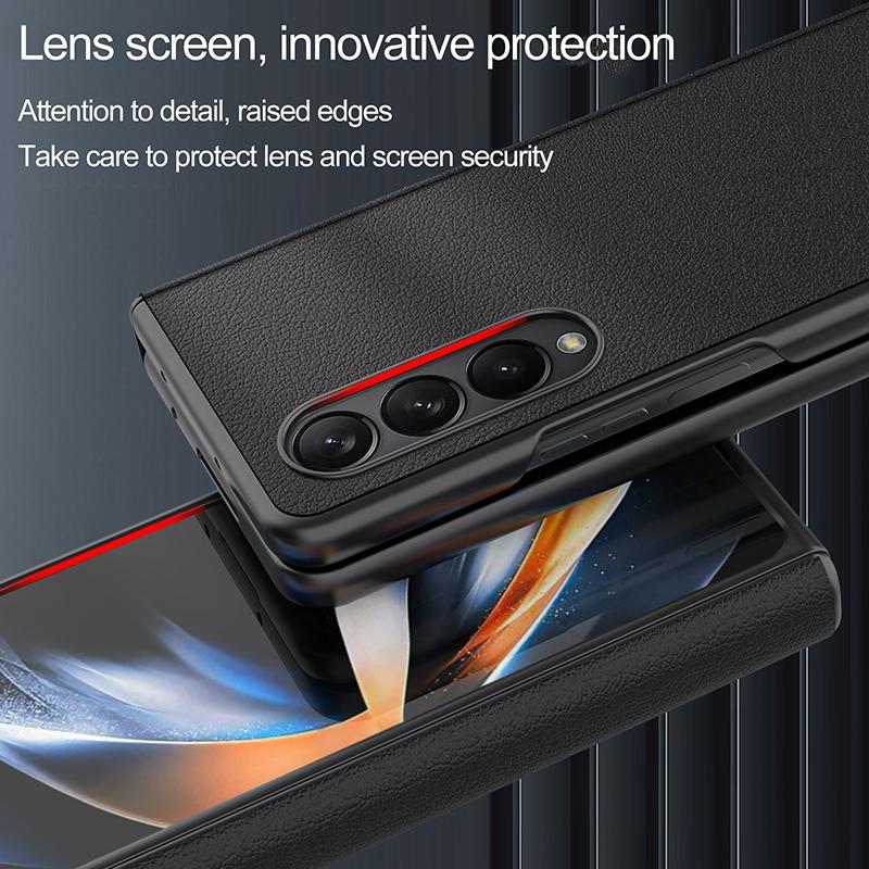360 Fully Hinged Protective Case For Samsung Galaxy Z Fold 4 5g Luxury Leather Anti -Fall Armor Folding Case For Z Fold 4 Z Fold4