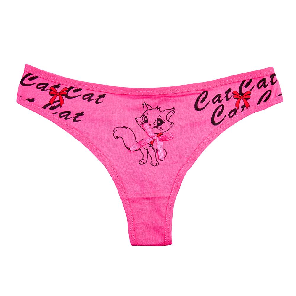 Женские стринги с принтом кошечки