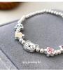 Серебряный браслет Cuiyan S925 с милым корейским цветочным мишкой - Модный браслет из бусин для женщин и лучших подруг