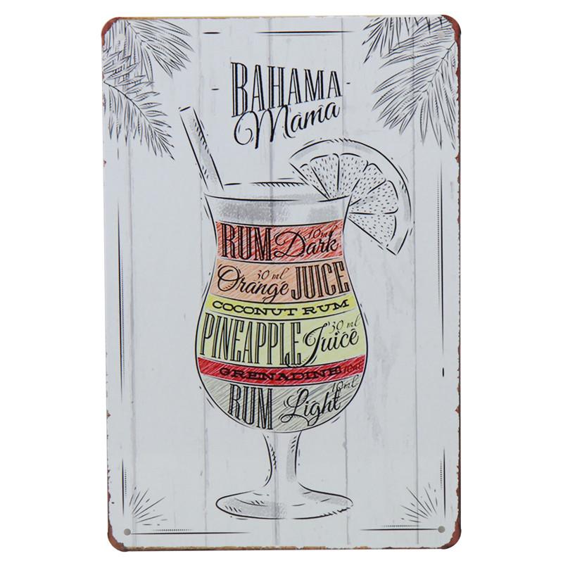 Классические рецепты коктейлей, металлические жестяные вывески Caipitinha Cosmopolitan Blue Lagoon Bahama Mama, Bloody Mary, настенный декор, доска в стиле ретро-паб