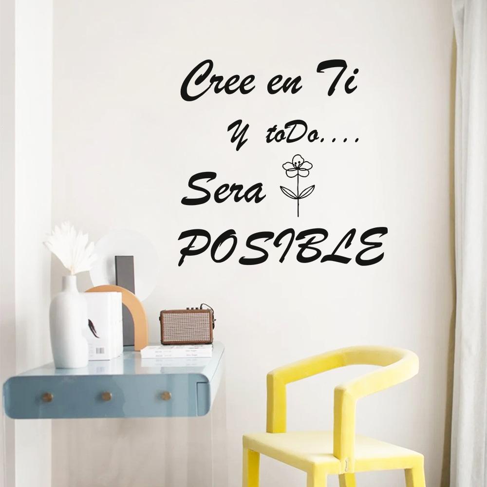 WZ9061 Английский слоган Схематичный человечек Цветок Спальня Гостиная Дом Фон Ландшафтный дизайн Декоративная наклейка на стену