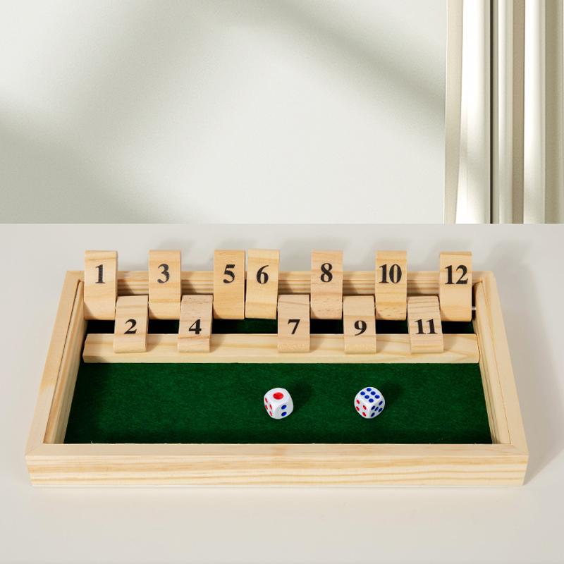 Игра Shut The Box - Деревянная игра с числовым полем и 2 кубиками, Портативная дорожная игра для семейных вечеринок для взрослых и молодежи, Стратегическая игра