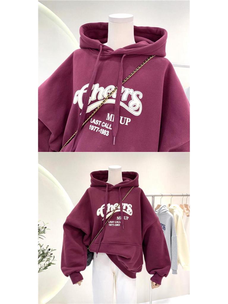 Женское худи на флисовой подкладке: Ульчжан Свободный крой, Корейский стиль, Тренд Осень/Зима 2025.
