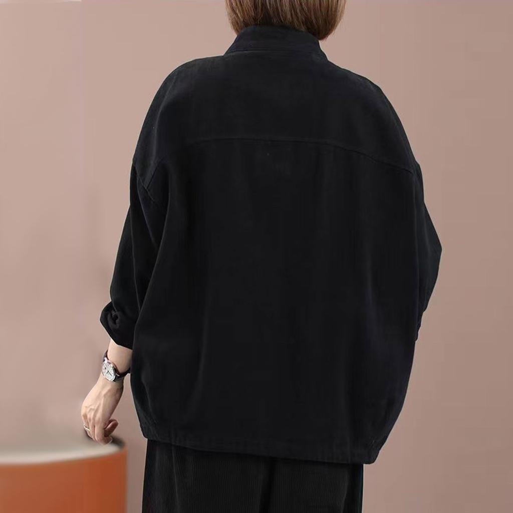 Женская джинсовая куртка, короткая свободная куртка с длинным рукавом