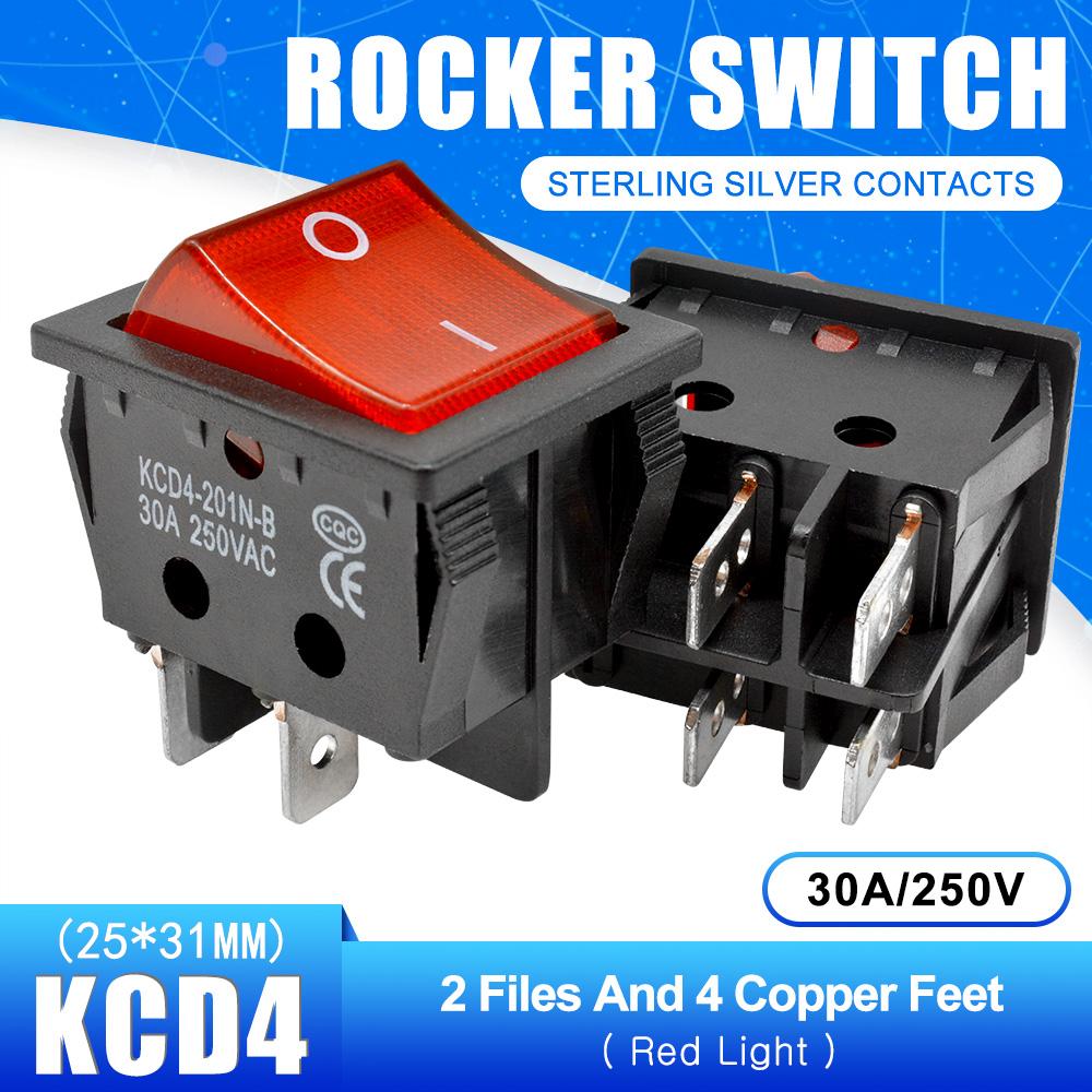1Pcs 11A 111V 1 6 Pin ON-OFF Boat Rocker switch sterling silver contacts KCD1 power switch with led indicator light 11A/111V