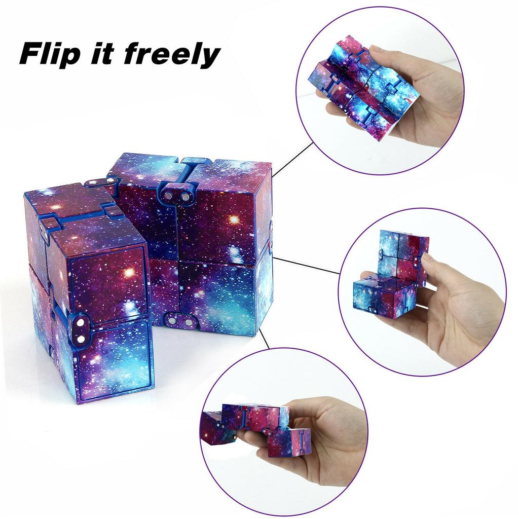 Бесконечный куб Fidget Cube Игрушка Galaxy Space Magic Puzzle Flip Cube Fidget Finger Toys Облегчение тревоги для взрослых Детей СДВГ Стресс