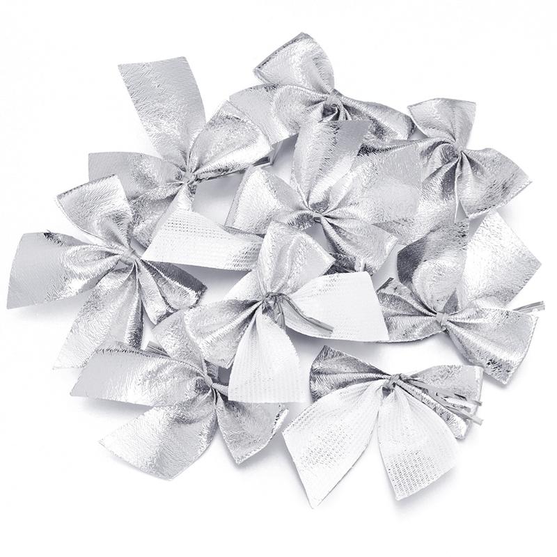 50/100Pcs Christmas Decor Christmas Tree Bow 5.5CM Red Velvet Bow Xmas Tree Ornaments Home New Year 2025 Navidad Decoration