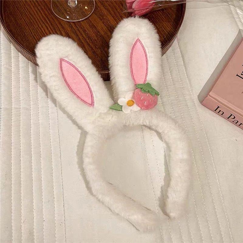 1Pc Rabbit Ear Headband Hat Strawberry Flower Bunny Ear Hair Band