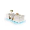 Table Basse Moderne - MUVOE - 120x50 Cm - Éclairage LED - Plateau Brillant - Rangement Pratique