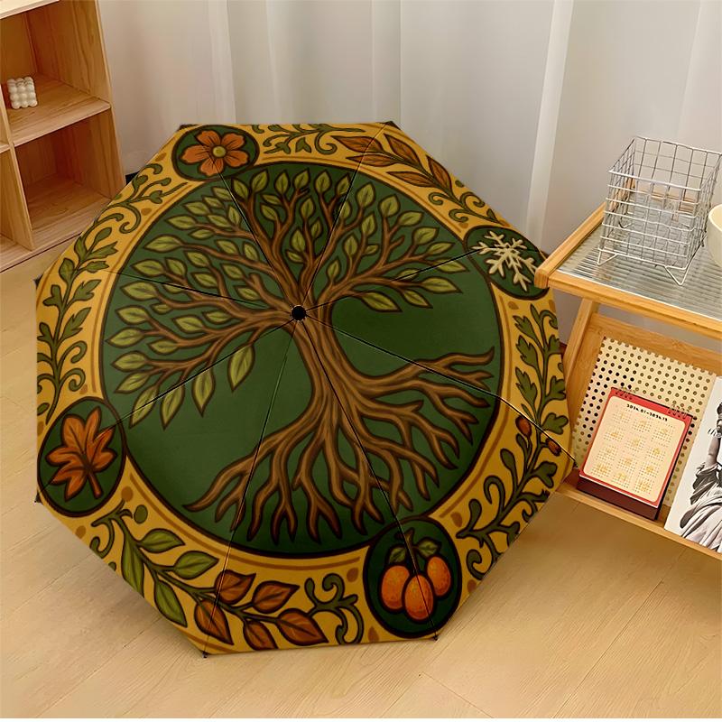 Tree of Life 5 Printed umbrella windproof folding umbrella portable sun and rain umbrella suitable for gifting
