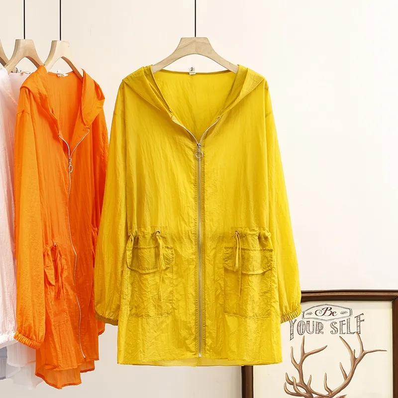 Женская летняя куртка средней длины с завязками, облегающая, с длинным рукавом, однотонная, с капюшоном, с кондиционером