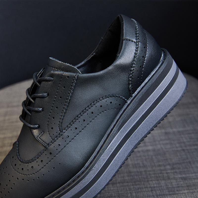 Женская обувь, обувь на платформе, новые весенне-осенние универсальные кожаные повседневные туфли, Zapatos De Cuero Casuales Para Mujeres