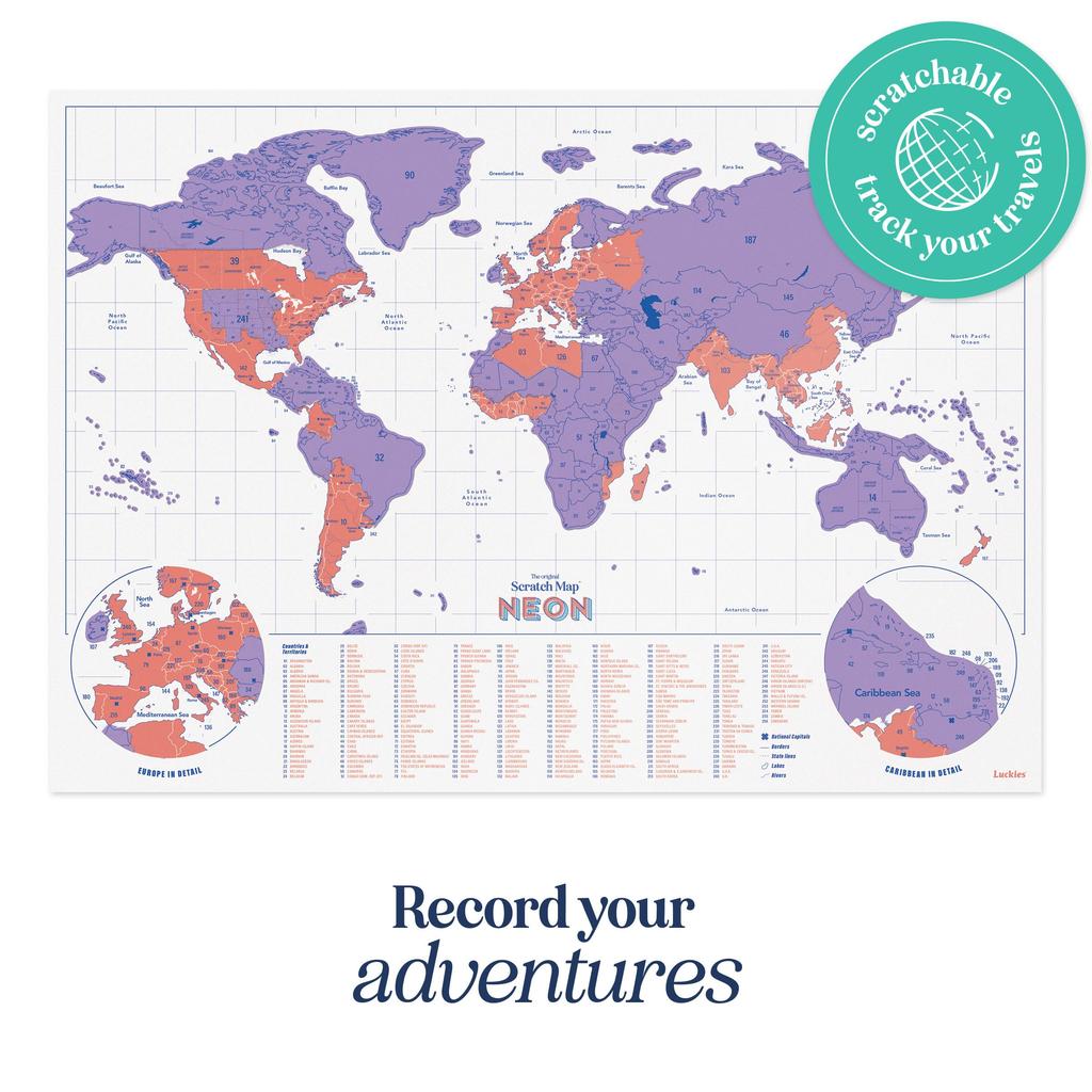 Luckies Острая карта мира SUCK UK Панель, 42x30см, Фиолетовый,