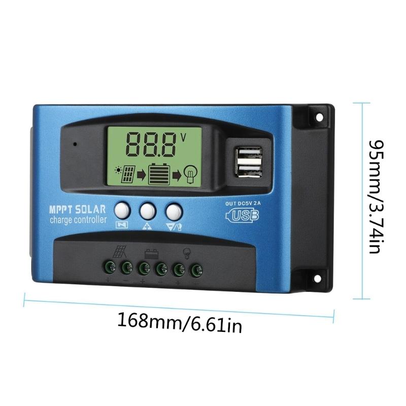 Солнечные контроллеры MPPT 100A 80A 60A 50A 40A 30A Двойной USB ЖК-дисплей 12В 24В Регулятор зарядного устройства для солнечных панелей