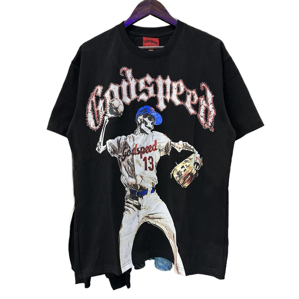 Godspeed American High Street Loose Teen Couple Crew Neck Pullover Casual Commuter ins Short Sleeves