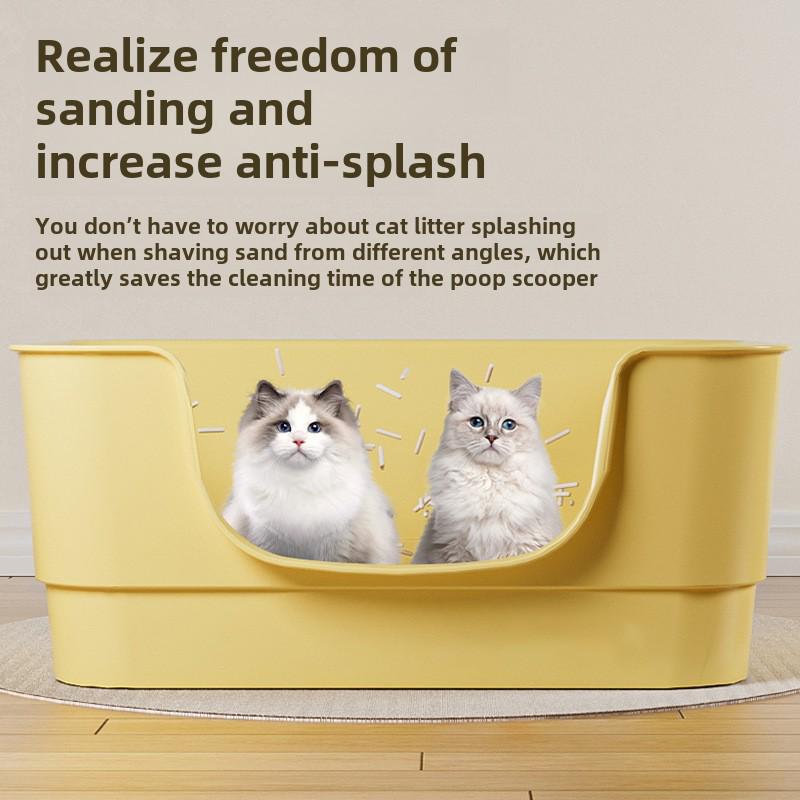 Extra Large Splash-Proof Cat Litter Box with High Sides