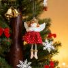 WTEMPO Christmas Angel Girl Doll Decorations Christmas Tree Hanging Ornaments Plush Checkered Skirt Pearl Headwear Doll Pendants Festive Party Gifts