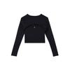 Solid Color Round Neck Two In One Sports Breathable Long Sleeve T-Shirt Women Tops Black DV1275-010