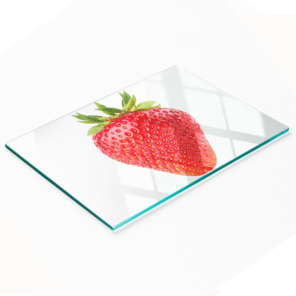 Decorative Glass Kitchen Chopping and Serving Board Strawberry 80x52 cm