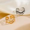 Stainless Steel Vintage White Enamel Open Rings for Women 18K Gold Plated Adjustable Finger Ring Wedding Chic Jewelry