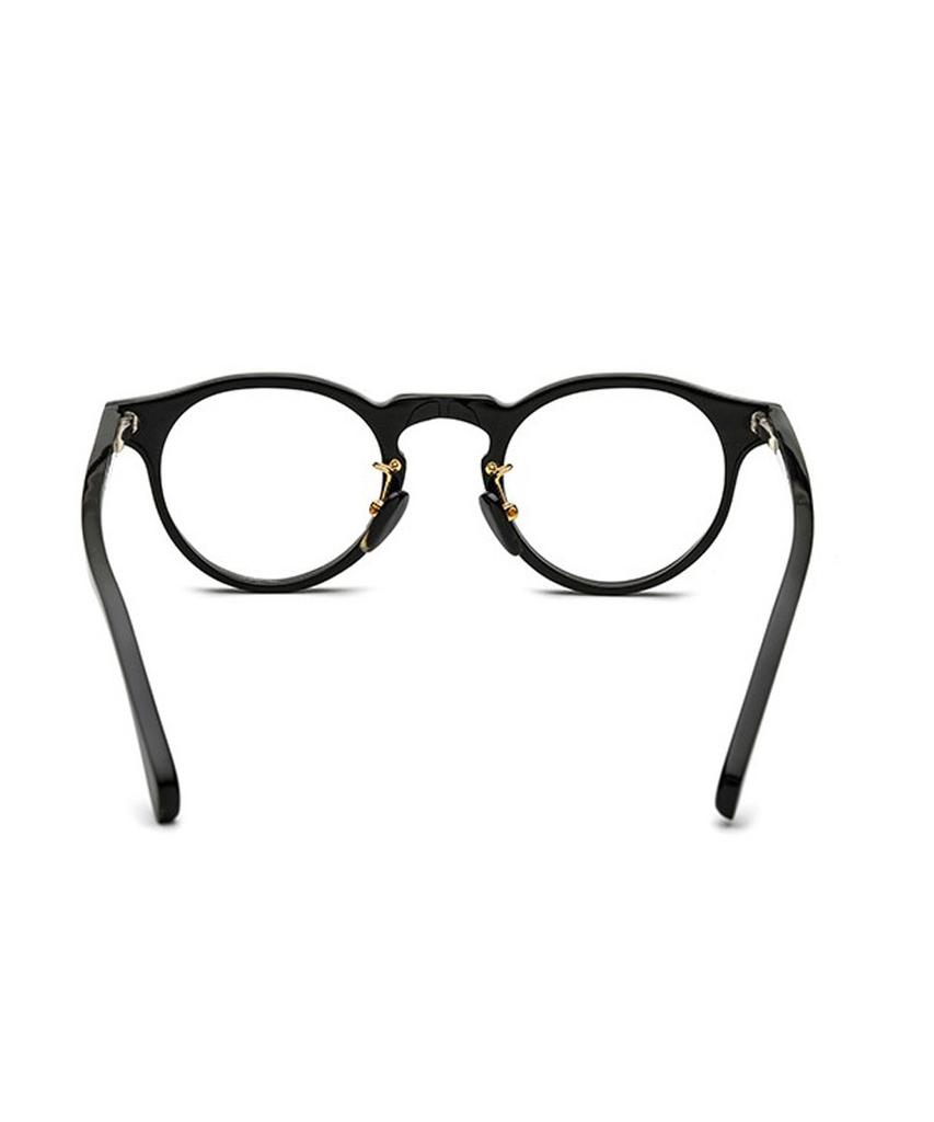 Lingkeonpeuleim Buffalo Horn Round Acetate Eyeglass Frames Black