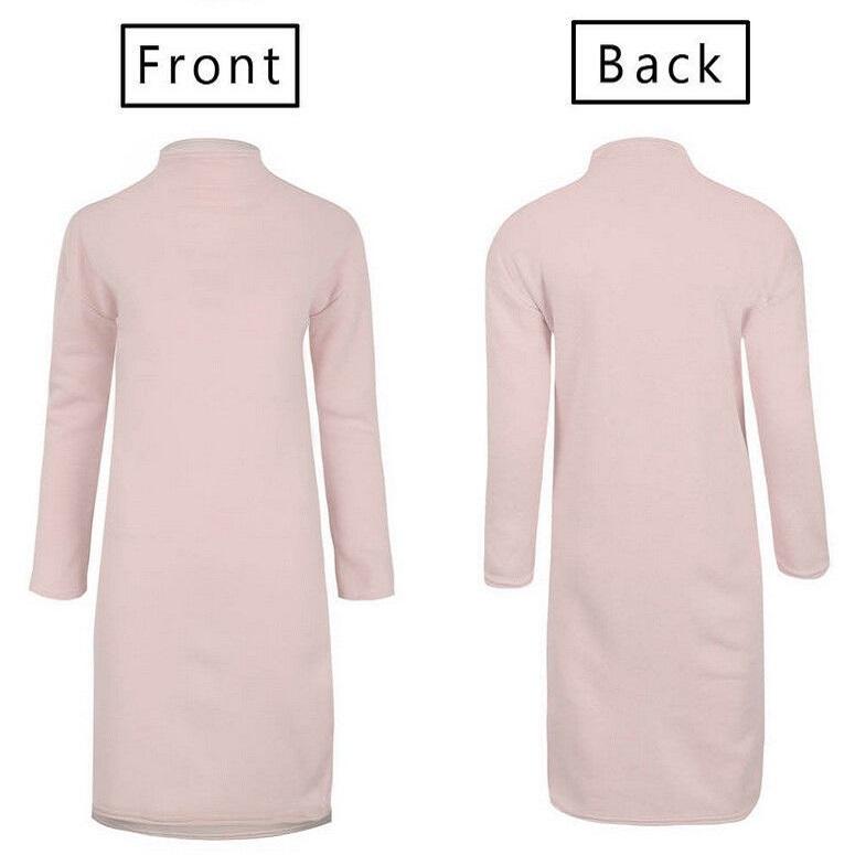 Winter Warm Long Sleeve Women Knitted Slit Sweater Dress  Turtleneck Sweaters  Female Clothes