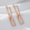 Kienl  Shiny Natural Zircon Square Long Earring For Women  Rose Gold Color Glossy Metal Accessories Trend Daily Jewelry
