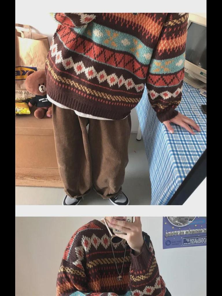 Мужской свитер толстой вязки, свободный корейский стиль, модная одежда Гонконга и Харадзюку, универсальный зимний пуловер.