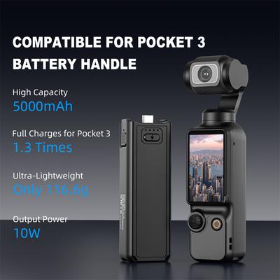 Для DJI Osmo Pocket 3 Портативный аккумулятор Рукоятка Легкая Экшн-камера Быстрая зарядка Ручка Камера Ручной Пауэрбанк