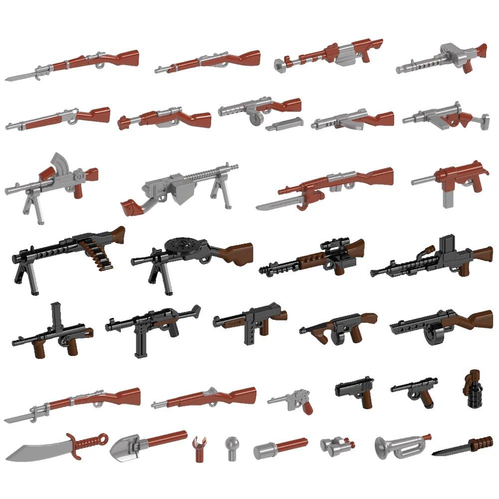 Конструктор Второй мировой войны Военное оружие Полицейский Солдат Фигурка Аксессуары Модель Кирпич Пистолет Пушка Пусковая установка Бункер Аванпост Игрушка X017