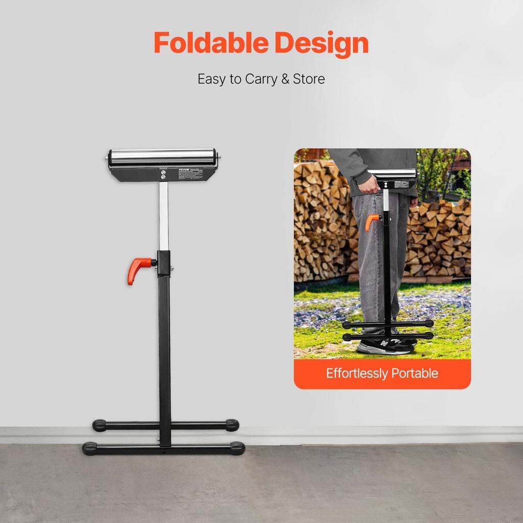 2 PCs Woodworking Roller Stands Max Load 135 lb Adjustable 26.8-42.5 in