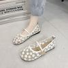 Bow Flat Bottom Shallow Mouth Single Shoes Women's Ladyshoes 2025 New Summer Mesh Breathable Doudou Shoes Old Beijing Cloth Shoes
