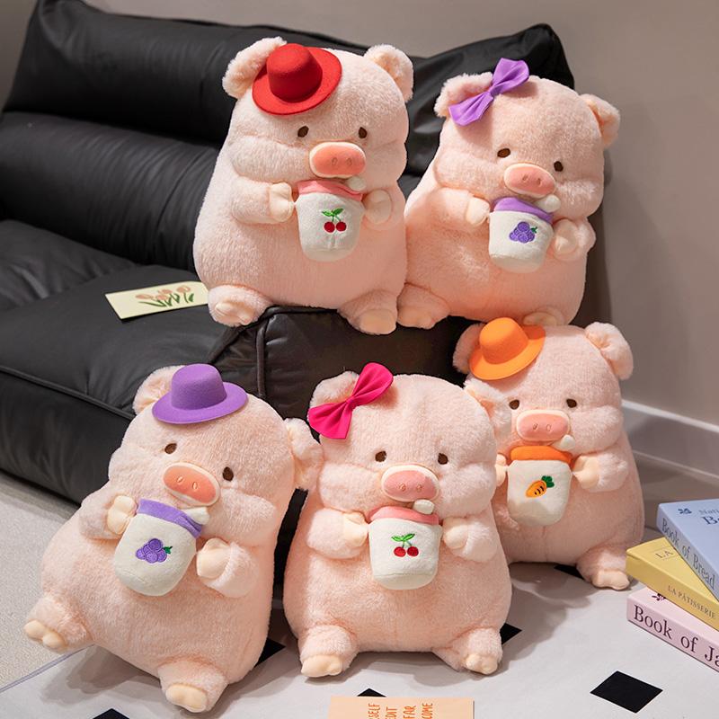 Kawaii 35/45cm Stuffed Animals Fruit Tea Pig Grape Cherry Carrot Super Soft Dolls Girls Boys Birthday Gifts Home Decor Pillow