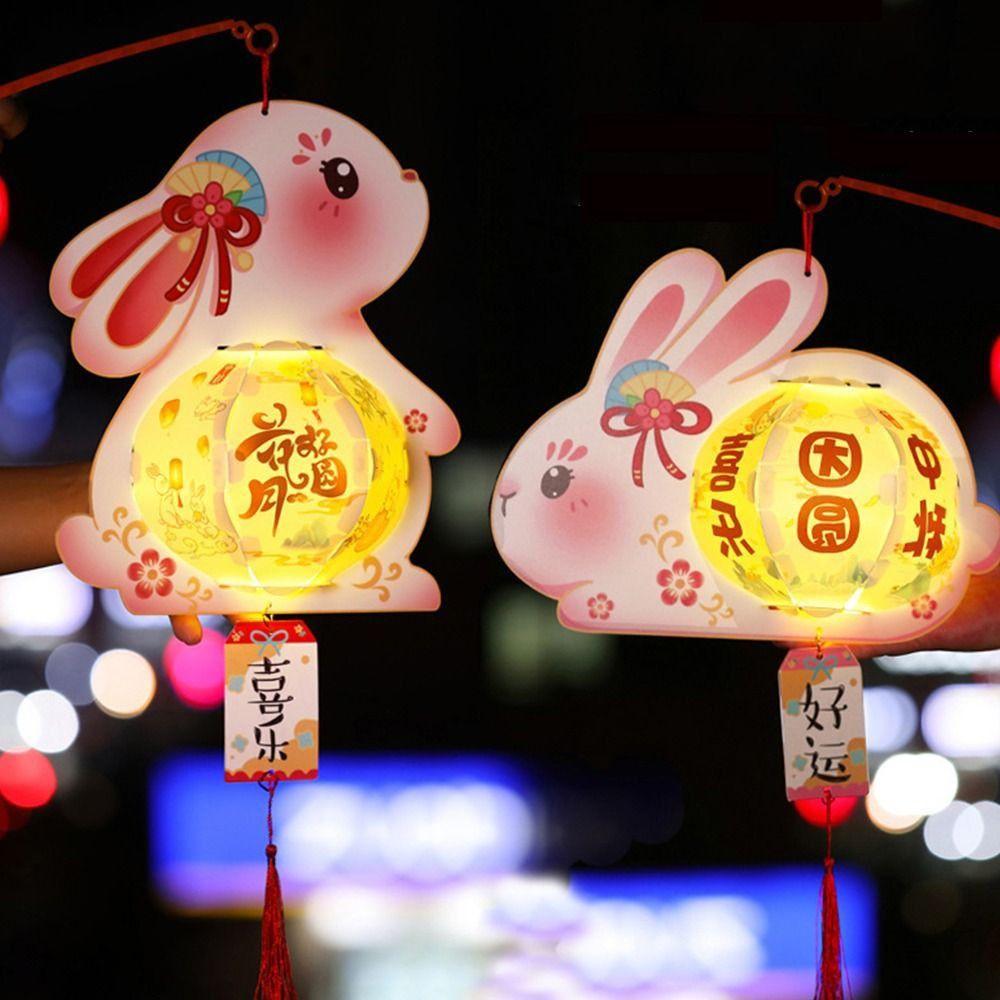Подвесной фонарь в виде кролика, светящийся ручной светящийся фонарь, фонарь для фестиваля середины осени, подарки