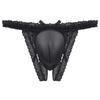 LittleForBig Men's Lace T-Back Panties with Openwork Back, Sexy Underwear, Black, Size XS