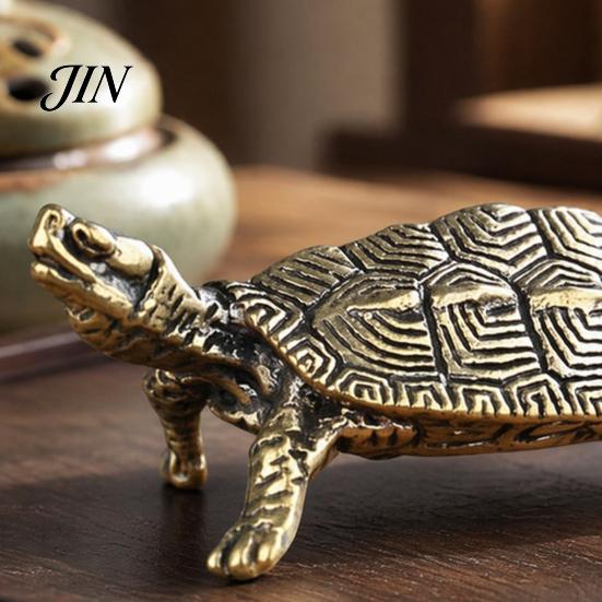 Vintage Brass Turtle Figurine Metal Statues, Gold Figurines, Decorative Animal Style Sculpture Ornament, Small Desktop Decoration for Office