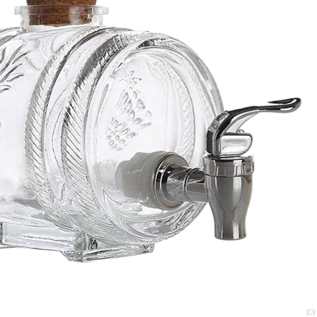 // Barrel with 1000ml Hand Blown Glass Carafe Bottles Schnapps