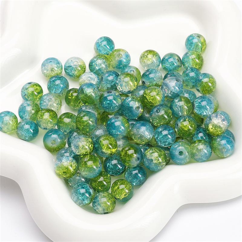 Комплект браслетов из бисера Summer Jelly Gold Glitter: Двойные стеклянные круглые бусины и полусахарные пузырчатые бусины