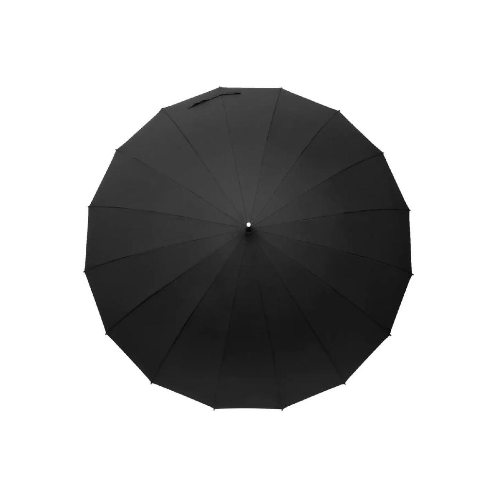 16 String Protocol Large Size Walking Stick Umbrella Fiber Umbrella Rain Umbrella (black)