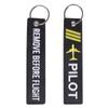 Remove Before Flights Key Chain Luggages Label Polyester Embroidery Chain Keychain For Aviations Gifts