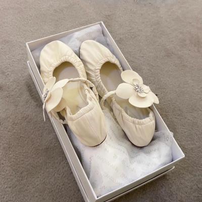 Модные НОВЫЕ Весенние Цветочные Балетки на Плоской Подошве Женские с Круглым Носком Кожаные Складные Лоферы Эластичный Ремешок Туфли Мэри Джейн Модные Одинарные Туфли