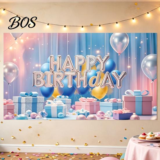 Wrinkle-resistant Birthday Banner Happy Backdrop, Party Photo Background Cloth for Celebration, Bright Color Bunting Flag Decor Kids Women, Supplies