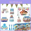 Vibrant Family Birthday Party Supplies Set With Cheerful Plates And Decor Elements