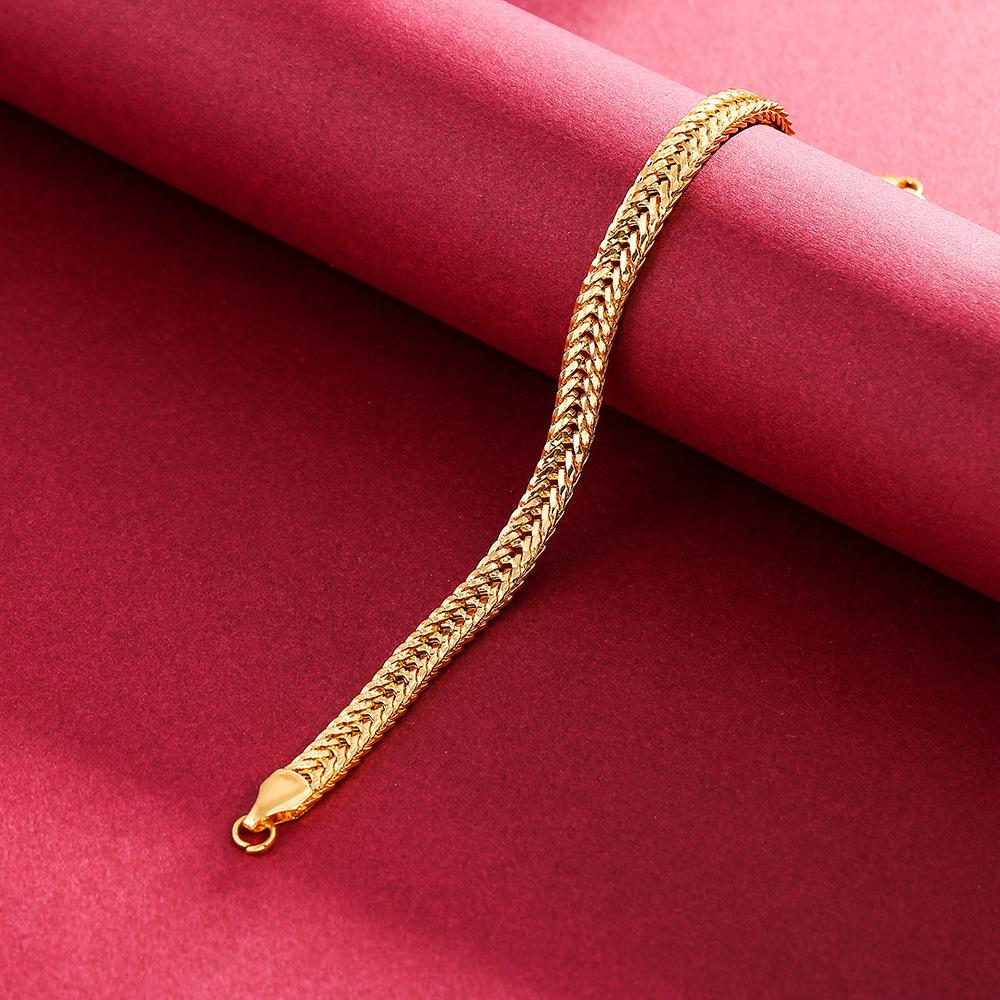 Exquisite Gold Bracelet 6MM Men's Side Bracelet Exquisite Jewelry Plated 18K Gold Bracelet Men's Side Bracelet