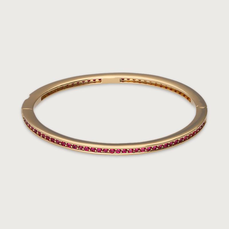Herinov 14K Gold Eternity Pavé Bangle - Red Cubic