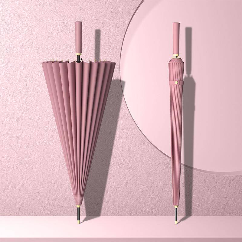 24-Bone Long Handle Umbrella: Large, Double-Reinforced Automatic Business Umbrella