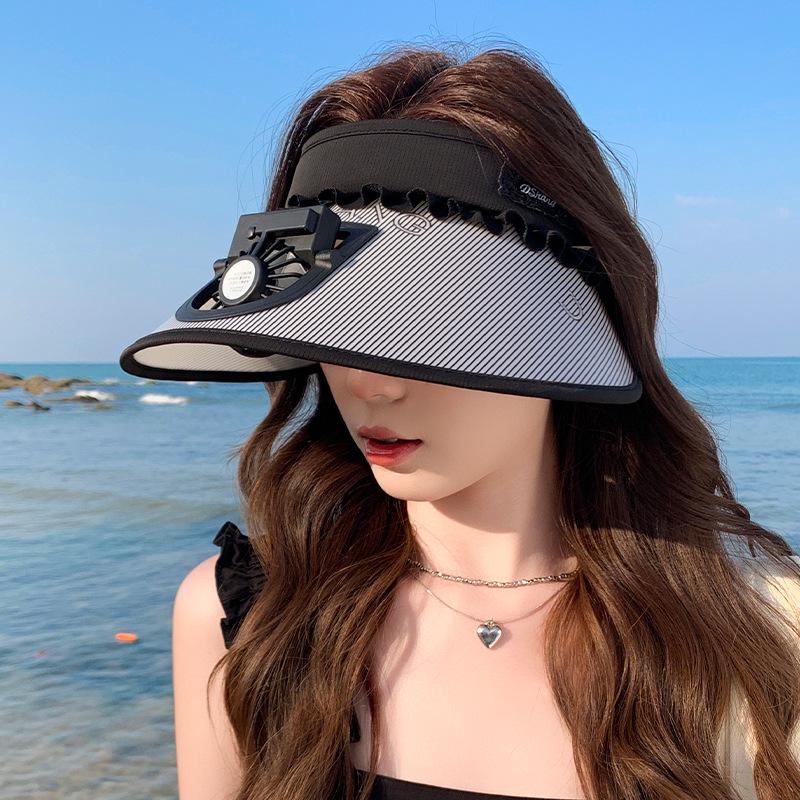 Женская перезаряжаемая солнцезащитная шляпа с защитой от УФ-лучей и широкими полями для велоспорта