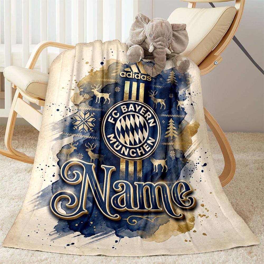 Bayern Munich Fan Artwork Customize Text Blanket Gift Personalized Blanket Durable Comfort Versatile for Bed Nap Seaside Sofa for All Occasions