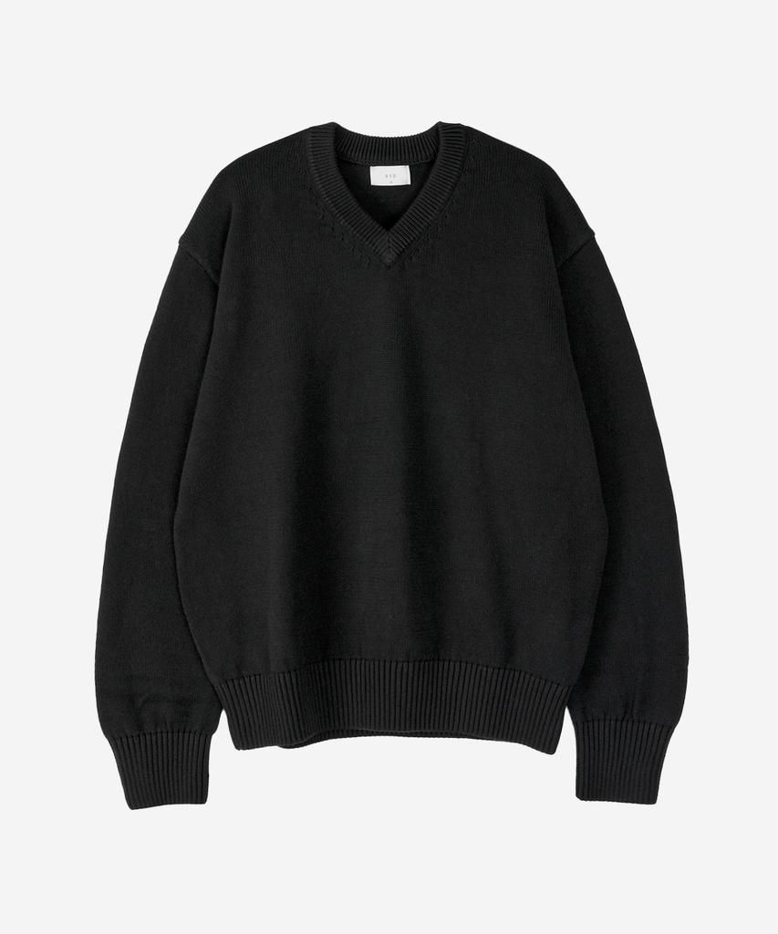 ASP Cotton V-Neck Knit Black